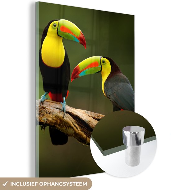 Gebrandschilderd Glas Vogels op Tak 2 Stuks, Creatieve Glas-in-lood Ornamenten, Metalen en Effect Vogel Beeldje, Desktop Home Decor,D