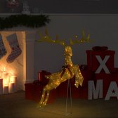 vidaXL - Kerstversiering - vliegend - rendier - warmwit - 120 - LED's - goudkleurig