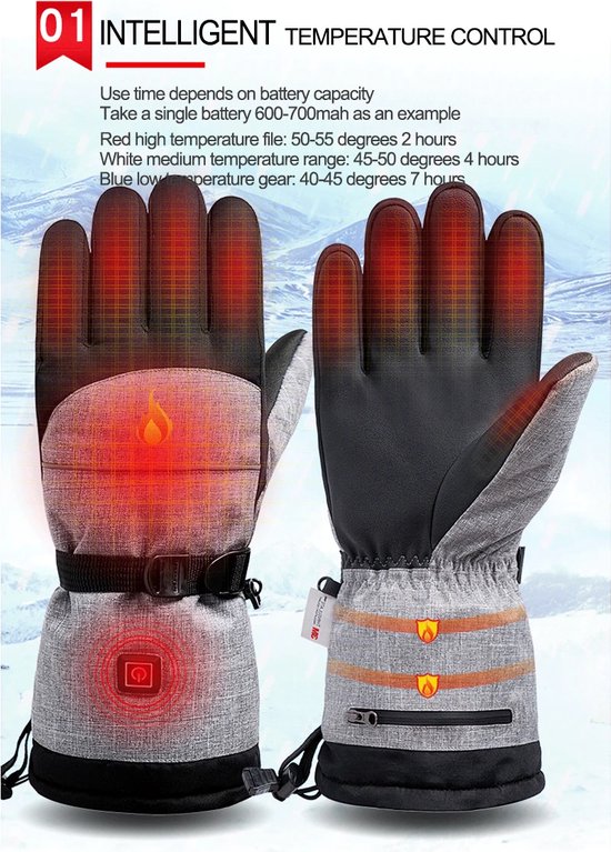 PIXMY® - Gants Chauffants - POLY-7.4v Taille M/L - 2 Batteries  Rechargeables 7.4v | bol