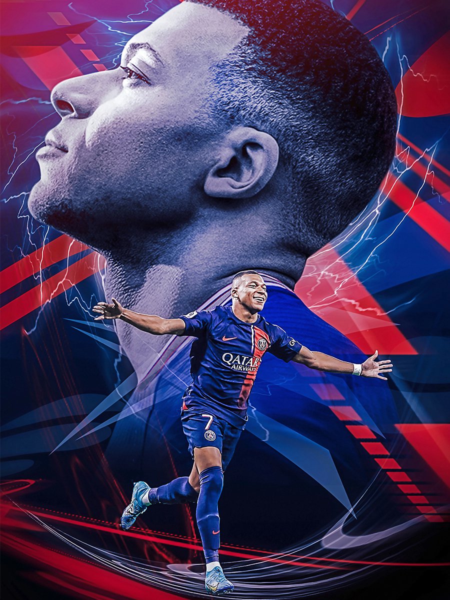 Poster Kylian Mbappé | Geschikt om in te lijsten | Voetbal Posters | Mbappe | 43.2 x 61 cm (A2+) - Voetbal Cadeau