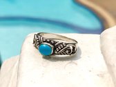 Zilveren ring Bali style turquoise