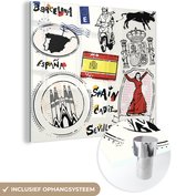 MuchoWow® Glasschilderij 50x50 cm - Schilderij acrylglas - Illustraties uit Spanje - Foto op glas - Schilderijen