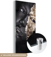 MuchoWow® Peinture sur verre 80x160 cm - Peinture acrylique sur verre - Femme - Or - Zwart - Peinture - Luxe - Photo sur verre - Peintures