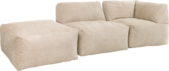 icon "Tetra" Corduroy Zitzaksofa, Beige, Modulaire Sofa, Zitzakstoel Volwassenen met Vulling