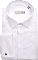 Ledub modern fit smoking overhemd - mouwlengte 72 cm - dubbele manchet en wing kraag - wit - Strijkvriendelijk - Boordmaat: 41