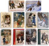 50 Luxe Kerst- en Nieuwjaarskaarten - 9,5x14cm - 10 x 10 dubbele kaarten met enveloppen