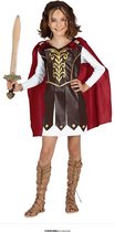 Guirca - Strijder (Oudheid) Kostuum - Heldhaftige Middeleeuwse Strijder Herona - Meisje - Rood, Bruin - 10 - 12 jaar - Carnavalskleding - Verkleedkleding