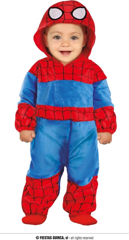 Guirca - Costume Spiderman - Costume enfant super-héros Spiderhero - Blauw, Rouge - 1 - 2 ans - Déguisements - Déguisements