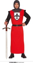 Guirca - Middeleeuwse & Renaissance Strijders Kostuum - Beschermer Van Het Koninkrijk Der Enge Landen - Man - Rood, Zwart - Maat 52-54 - Carnavalskleding - Verkleedkleding