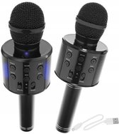 Playos® - Karaoke Microfoon - Zwart - Draadloos - Bluetooth - met Stemvervormer - Kinderen en Volwassenen - Speaker - Karaoke Set -