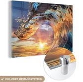 MuchoWow® Glasschilderij 30x20 cm - Schilderij acrylglas - Zee - Zon - Kleuren - Foto op glas - Schilderijen