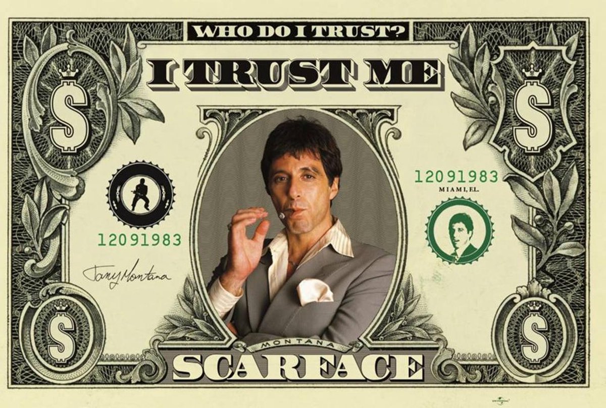 Posterpoint Scarface poster - Film - Al Pacino - dollarbiljet - 61 x 91.5 cm Multi