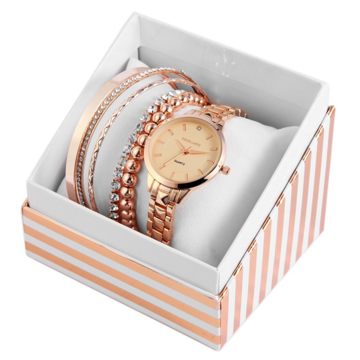 Cadeau Set-Geschenkset Dames Horloge-Armbanden Rosé - Kerst - Sinterklaas