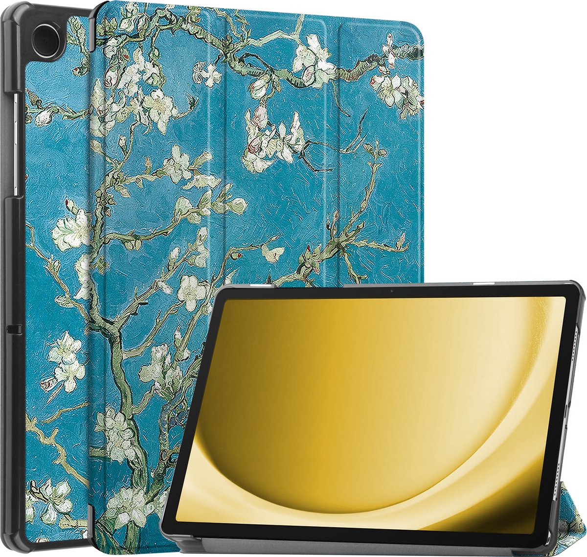 Hoes - Geschikt voor Samsung Galaxy Tab A9 Plus - Dun & Stevig - Trifold Bookcase - Hard Cover - Hardcover Book Case - Tablet Hoesje - Bloesem