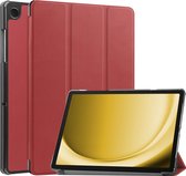 Hoes Geschikt voor Samsung Galaxy Tab A9 Hoes Luxe Hoesje Book Case - Hoesje Geschikt voor Samsung Tab A9 Hoes Cover - Donkerrood