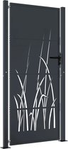 vidaXL - Poort - 105x205 - cm - met - grasontwerp - staal - antracietkleurig