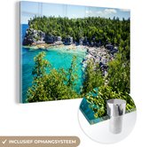 MuchoWow® Glasschilderij 90x60 cm - Schilderij acrylglas - Kust van het Nationaal park Bruce Peninsula in Canada - Foto op glas - Schilderijen