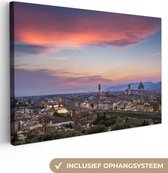 Canvas Schilderij Florence - Italië - Skyline - 90x60 cm - Wanddecoratie