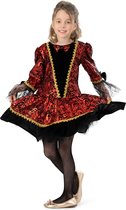Funny Fashion - Middeleeuwen & Renaissance Kostuum - Jonge Edele Dame Marissa - Meisje - Rood, Zwart - Maat 116 - Carnavalskleding - Verkleedkleding