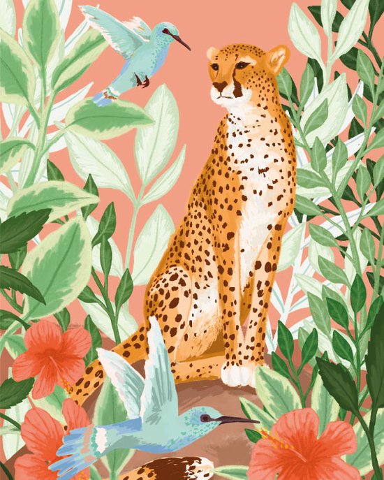 Tropische Cheetah Kunstdruk 40x50cm | Poster