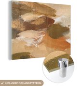 MuchoWow® Glasschilderij 80x60 cm - Schilderij acrylglas - Verf - Oranje - Bruin - Foto op glas - Schilderijen