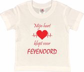 Rotterdam Kinder t-shirt | Feyenoord "Mijn hart klopt voor FEYENOORD" | Verjaardagkado | verjaardag kado | grappig | jarig | Rotterdam | Feyenoord | cadeau | Cadeau | Wit/rood | Maat 110/116