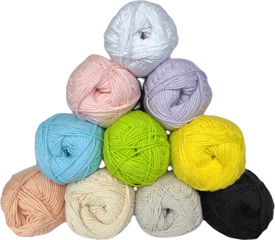 Kurtzy 10 Pièces Fil Coton pour Crochet Coloré - Coton a Crocheter