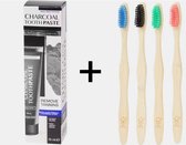 Charcoal Toothpaste Houtskool Tandpasta 75 ml - Whitening - Anti tandplak en Antibacterieel - Met Actieve Kool + 4 Bamboo Tandenborstel