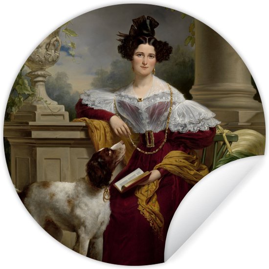 Portrait d'Alida Christina Assink - Peinture de Jan Adam Kruseman Sticker mural cercle papier peint 100x100 cm / cercle papier peint / cercle mural / cercle vivant - autocollant & découpe ronde