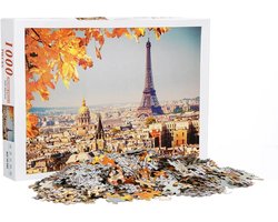 Grote - 1000 Delig - Parijs Eiffeltoren Houten Puzzel - 1000 Stukjes - Stadsafbeelding Puzzel - Voor Volwassenen en Kinderen vanaf 14 jaar - 70 x 50cm