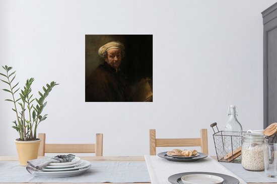 Stickers muraux - Autoportrait en apôtre Paul - Peinture de Rembrandt van Rijn - 80x80 cm - Feuille adhésive