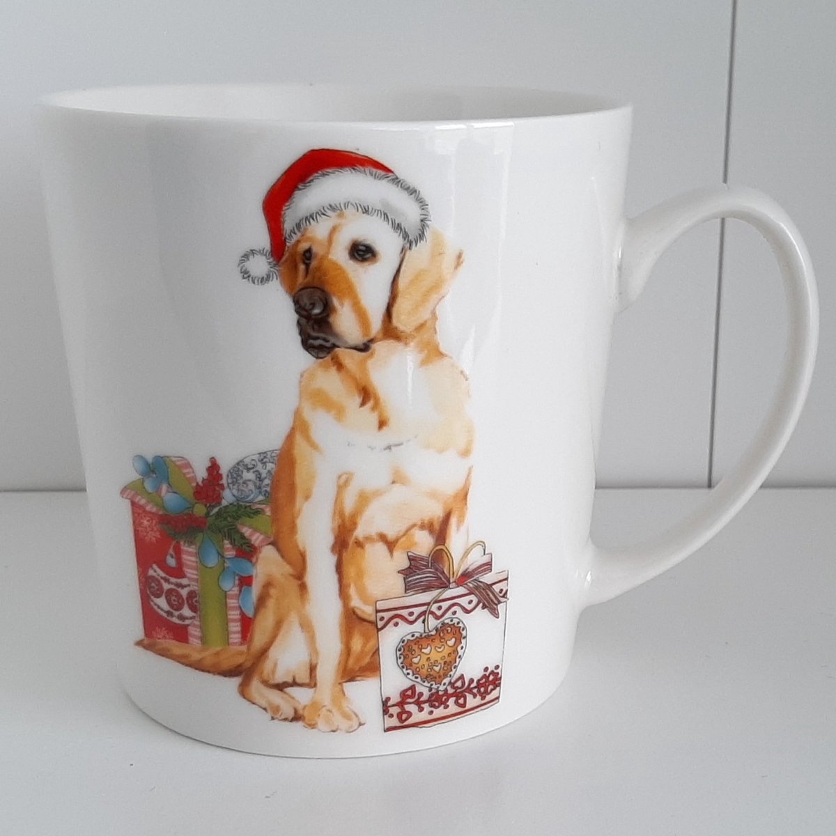 Jumbo kerst mok hond met Golden Retriever print