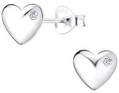 Joy|S - Zilveren hartje oorbellen - 8 x 7 mm - zirkonia - gepolijst