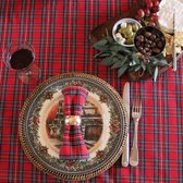 Tafelkleed Windsor rood 180 rond (Strijkvrij)- Schotse ruit - kerst - tartan - traditioneel - vintage (strijkvrij)
