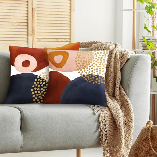 Sofa kussenhoezen 45 cm x 45 cm set van 4, gooien kussenslopen vierkant linnen voor woondecoratie bank auto buiten tuin stoel-aquarel lente