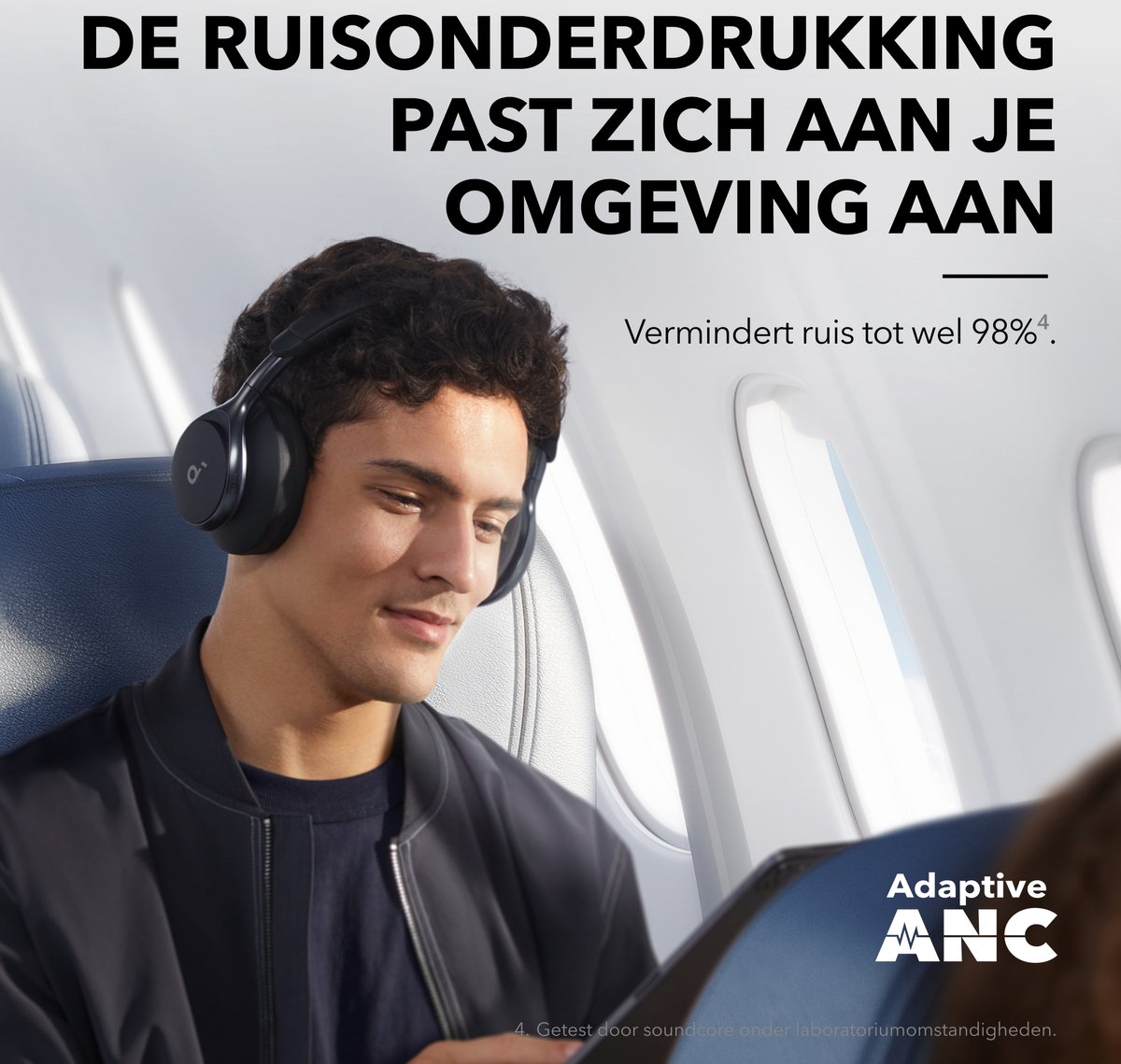 Afbeelding 2 van soundcore by Anker Space One Draadloze Over-ear Koptelefoon Zwart - Headphones - Active Noise Cancelling, Multipoint Connection, 55 uur accuduur, Bluetooth 5.3, LDAC, Hi-Res Certified