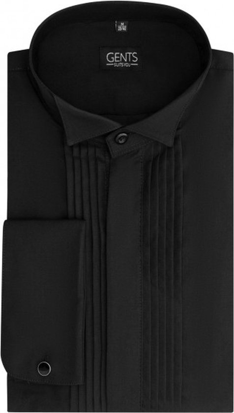 Gents - Smokingshirt zwart plisse - Maat 3XL