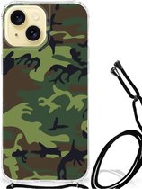 Smartphone hoesje Geschikt voor iPhone 15 Anti-shock Hoesje met foto met transparante rand Camouflage