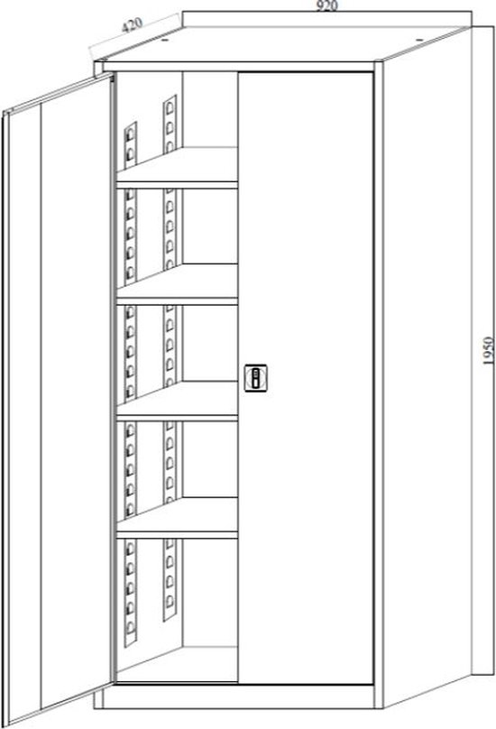 METALEN Archiefkast Kantoorkast 195 x 92 x 42 Zwart RAL 9005 Metalen kast - Met slot- 2 deuren staal draaideurkast, kantoorkast, garage kast - Ailem B.V.