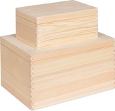 Haudt® Coffret en bois naturel - 2 boîtes - boîte de rangement - coffret cadeau