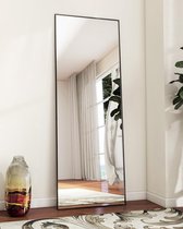 144 × 45 cm Minimalist Frame Staande Spiegel, Solide Spiegel van Volledige Lengte, Vrijstaand, Lichtgewicht Spiegel van Volledige Lengte, Hangend aan de Muur Horizontaal of Verticaal voor de Slaapkamer, Zwart.