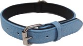 Nobleza Hondenhalsband - Waterproof halsband hond - Waterbestendige halsband hond - PU leder halsband - Gespsluiting - Verstelbaar tussen 40 en 50 cm - L - Blauw