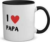 Akyol - i love papa koffiemok - theemok - zwart - Vader - de liefste papa - vader cadeautjes - vaderdag - verjaardag - geschenk - kado - 350 ML inhoud