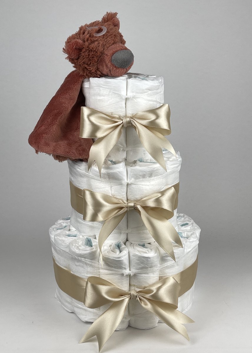 Goedkoopste Chouette-Chouette | Luiertaart Neutraal | Kraamcadeau | Geboorte Jongen Meisje | Babyshower | Tuttle Beer Bobbie Beige