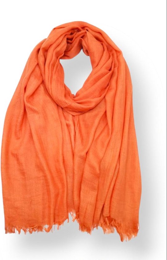 Lange dames sjaal Veerle effen motief oranje