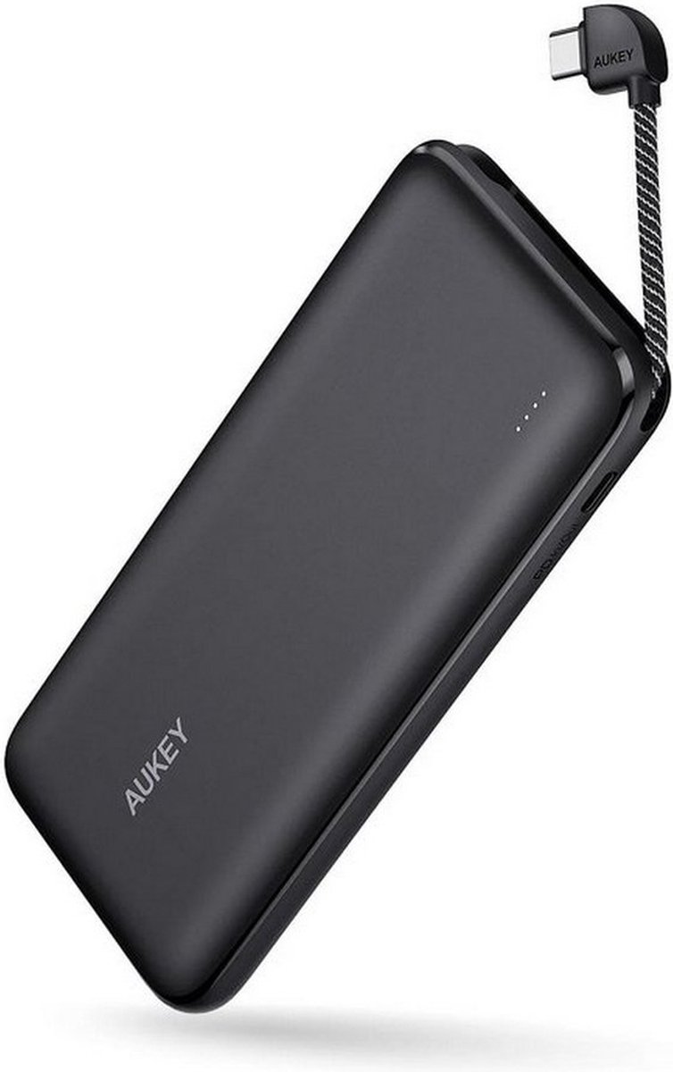 Aukey PB-N73S Powerbank met USB-C kabel - 10000mAh - Zwart