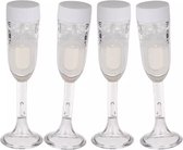 4x Bruiloft bellenblaas champagne glazen - 4 x 10 cm - Bellenblazen - Trouwerij/huwelijk - Bruiloftsgasten feestartikelen.