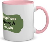 Akyol - happiness is being a cousin koffiemok - theemok - roze - Neef - de liefste neef - verjaardag - cadeautje voor neef - neef artikelen - kado - geschenk - 350 ML inhoud