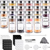 22 Round Spice Jars with Shaker Insert, Spice Jars Set, Spice Container with Labels, Stainless Steel Lid, Sealed Spice Shaker Glass, Spice Jars, Spice Bottles Empty, Spice Jar, Spice Organiser