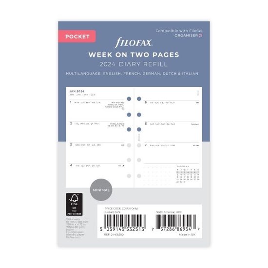 Filofax Agenda A5 día por página 5 citas de idioas 2026 26-68515